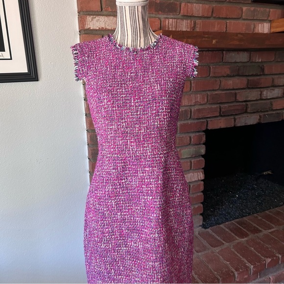 J. Crew Resume Dress in Autumn Tweed Pink Sz 6 - Picture 5 of 13